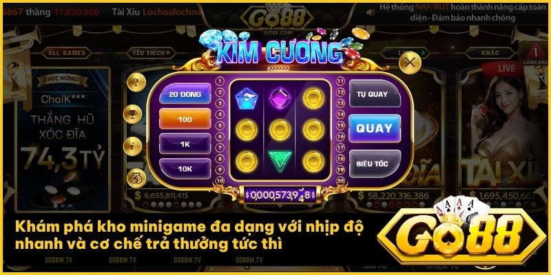 Khám phá kho minigame đa dạng từ quay hũ đến dự đoán xác suất tại Go88