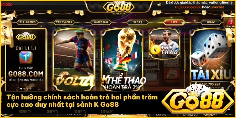K Thể thao hoàn trả 2% – Đặc quyền tài chính đỉnh cao tại Go88
