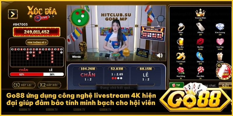 Go88 Live Casino ứng dụng công nghệ livestream hiện đại giúp đảm bảo tính xanh chín cho hội viên