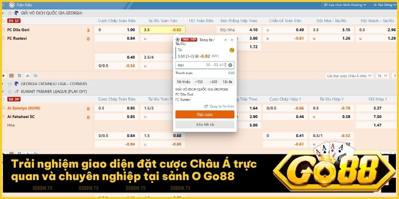 Trải nghiệm giao diện đặt cược Châu Á trực quan và chuyên nghiệp tại sảnh O Go88