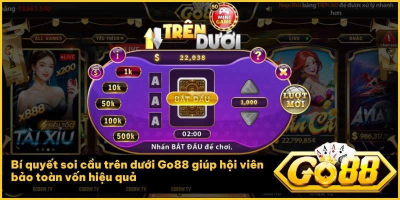 Chinh phục quỹ hũ Jackpot bất ngờ khi tham gia sảnh Trên Dưới tại Go88