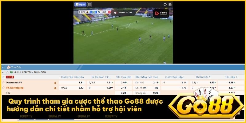 Quy trình tham gia cược thể thao Go88 được hướng dẫn chi tiết nhằm hỗ trợ hội viên